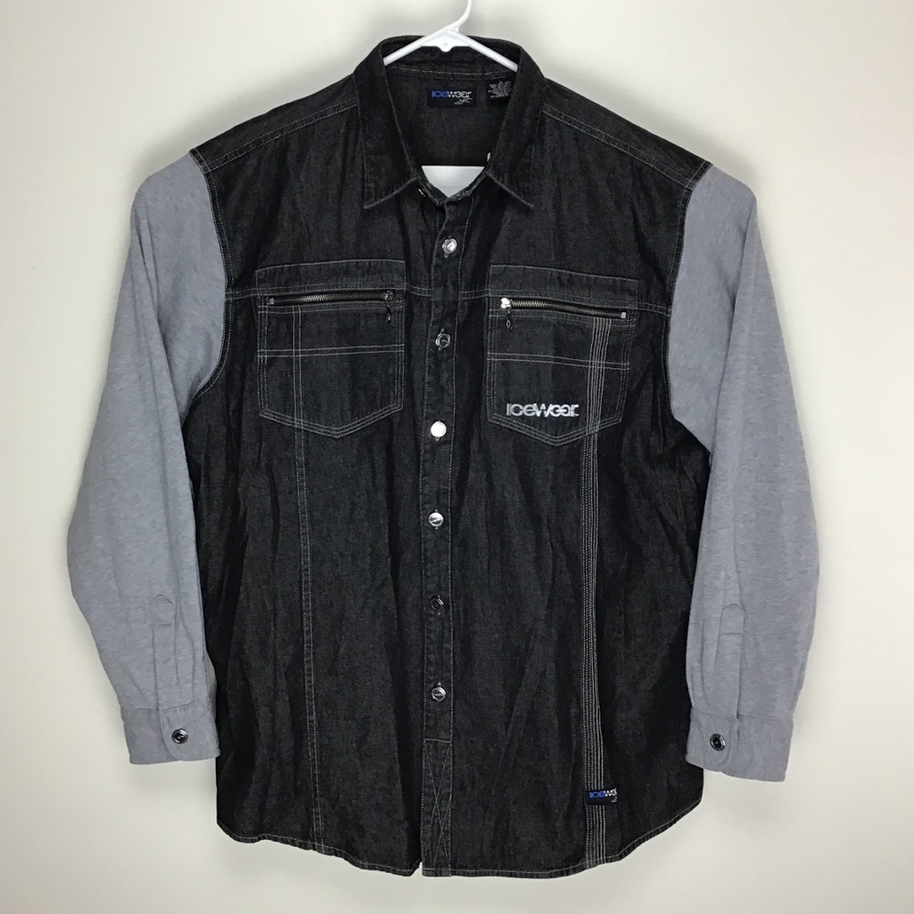 NWT Icewear by Ice T mens long sleeve denim button up shirt XL